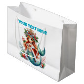 Weihnachts-Mermaid-Geschenktasche - Bearbeitbarer Große Geschenktüte (Vorderseite Schrägansicht)