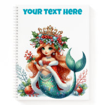 Weihnachts-Mermaid-SpiralNotebook - bearbeitbarer 