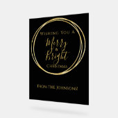Weihnachts-Merry-Bright Black Gold Party Acrylschild (Winkel)