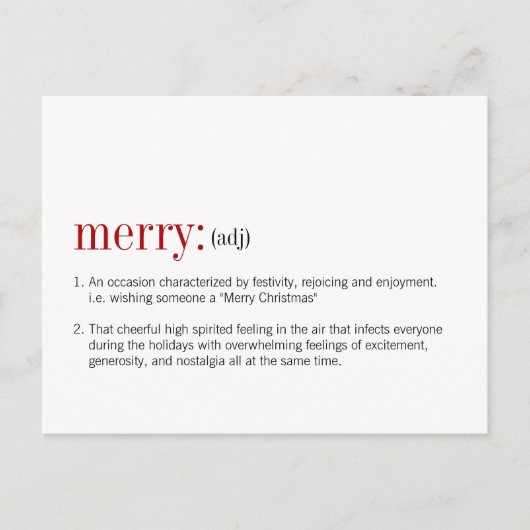 Weihnachts-Merry-Definition Feiertagspostkarte (Vorderseite)