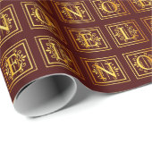 Weihnachts-Metallisches Gold in Dunkelrot Geschenkpapier (Rolleneckpunkt)