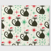 Weihnachts-Mid-Century-Retro-Atomkatzen  Geschenkpapier (Flach)