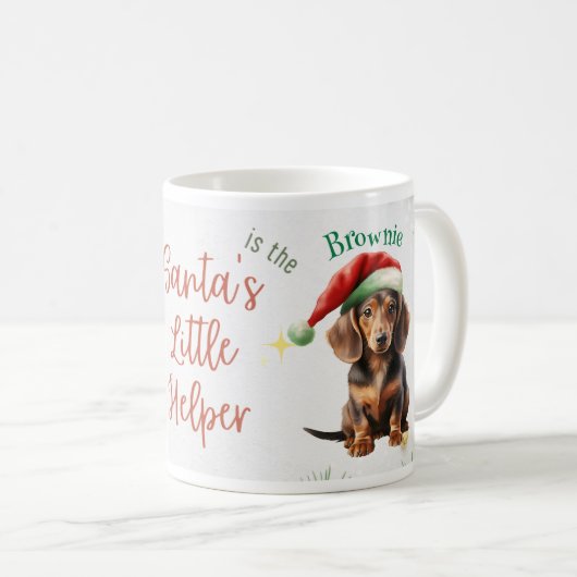 Weihnachts-Mini-Dackel Kaffeetasse (VorderseiteRechts)