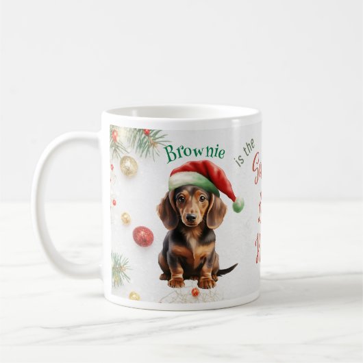 Weihnachts-Mini-Dackel Kaffeetasse (Links)