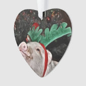 Weihnachts-Mini-Schwein Herzdekoration Ornament (Vorderseite)