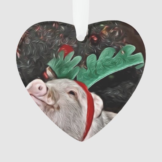 Weihnachts-Mini-Schwein Herzdekoration Ornament (Vorderseite)