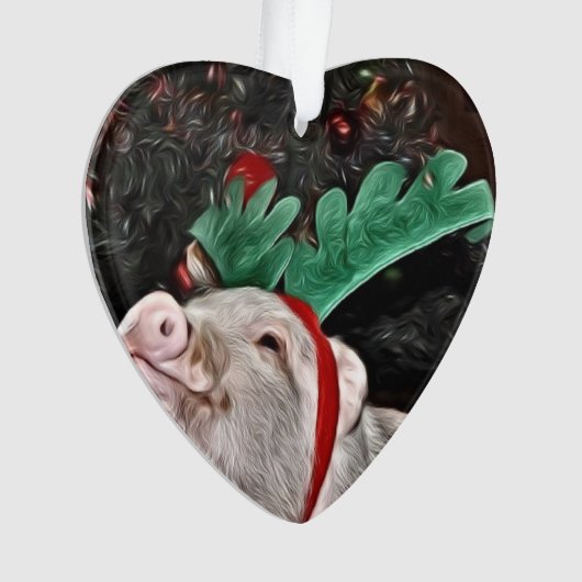 Weihnachts-Mini-Schwein Herzdekoration Ornament (Vorderseite)