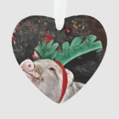 Weihnachts-Mini-Schwein Herzdekoration Ornament (Rückseite)