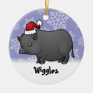 Weihnachts-Miniaturschwein Keramikornament