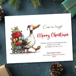 Weihnachts-Minimal-Gans Lustige Launen Grußkarte Feiertagskarte