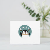 Weihnachts-Minimal-Pinguin | Der Winter kommt Postkarte (Stehend Vorderseite)