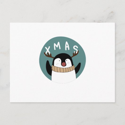 Weihnachts-Minimal-Pinguin | Der Winter kommt Postkarte (Vorderseite)