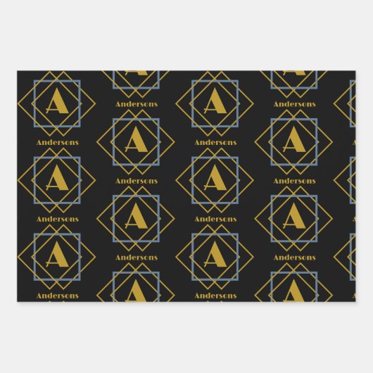 Weihnachts-Minimalistische Monogramm in Rahmen nac Geschenkpapier Set (Vorderseite)