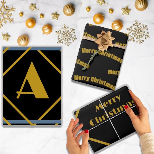 Weihnachts-Minimalistische Monogramm in Rahmen nac Geschenkpapier Set