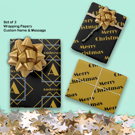 Weihnachts-Minimalistische Monogramm in Rahmen nac Geschenkpapier Set