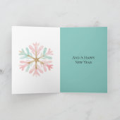 Weihnachts-Minze Rosa Schneeflocke Karte (Innenseite)