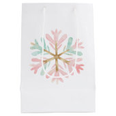 Weihnachts-Minze Rosa Schneeflocke Mittlere Geschenktüte (Rückseite)