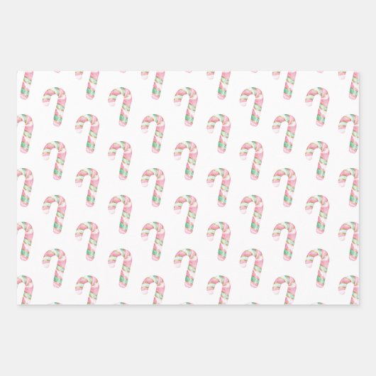 Weihnachts-Minze Rosa Schneeflocken Candy Snowman Geschenkpapier Set (Vorderseite 2)