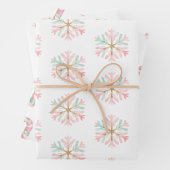 Weihnachts-Minze Rosa Schneeflocken Candy Snowman Geschenkpapier Set (Beispiel)