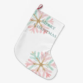 Weihnachts-Minze Schneeflocken auf Weiß Großer Weihnachtsstrumpf (Vorderansicht (hängend))