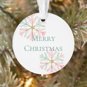 Weihnachts-Minze Schneeflocken auf Weiß Ornament