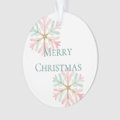 Weihnachts-Minze Schneeflocken auf Weiß Ornament (Vorderseite)