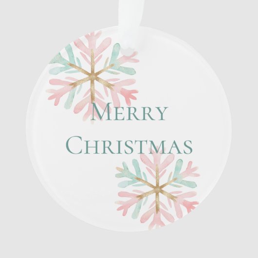 Weihnachts-Minze Schneeflocken auf Weiß Ornament (Vorderseite)