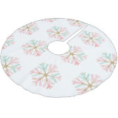 Weihnachts-Minze Schneeflocken auf Weiß Polyester Weihnachtsbaumdecke (Schrägansicht)