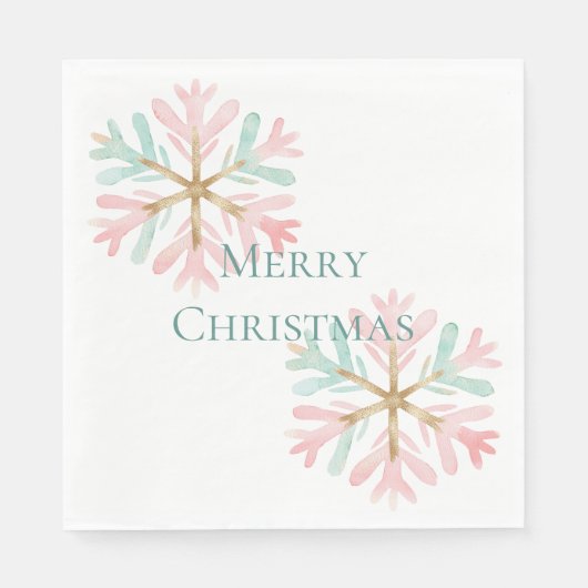Weihnachts-Minze Schneeflocken auf Weiß Serviette (Vorderseite)