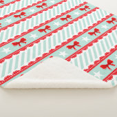 Weihnachts-Minze Streifen Red Bows Sterne Muster Sherpadecke (3/4)