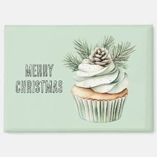 Weihnachts-Minze-Tannenzapfen-Cupcake Magnet