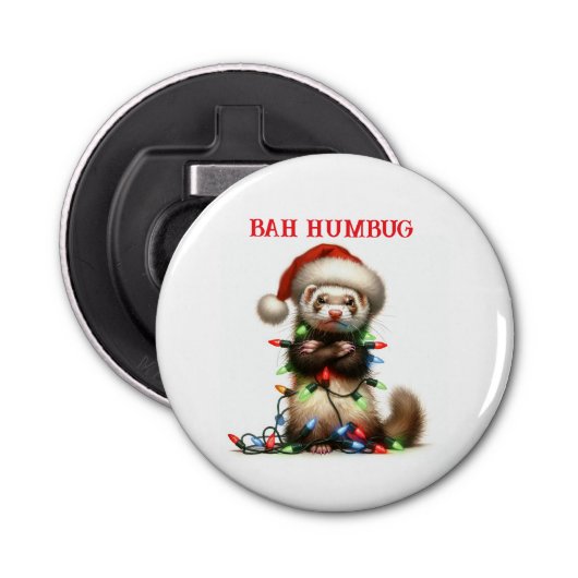 Weihnachts Mischief Ferret in Weihnachtslicht Flaschenöffner (Vorderseite)