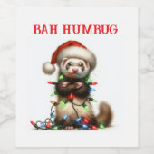 Weihnachts Mischief Ferret in Weihnachtslicht Weinetikett (Einzelnes Label)