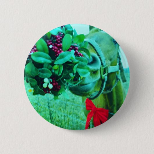 Weihnachts-Mistletoe Aquamarin Button (Vorderseite)