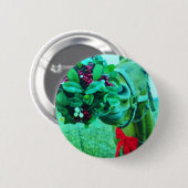 Weihnachts-Mistletoe Aquamarin Button (Vorne & Hinten)