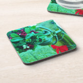 Weihnachts-Mistletoe Aquamarin Getränkeuntersetzer (Linke Seite)