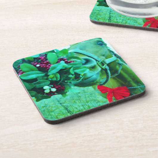 Weihnachts-Mistletoe Aquamarin Getränkeuntersetzer (Linke Seite)