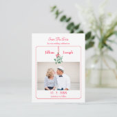 Weihnachts Mistletoe Foto Save the Date Karte (Stehend Vorderseite)