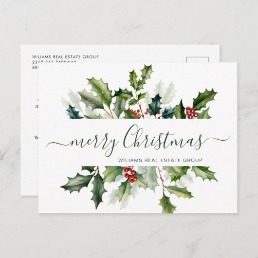 Weihnachts-Mistletoe Holiday Corporate Gruß Postkarte (Vorne/Hinten)