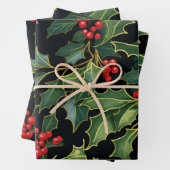 Weihnachts-Mistletoe, Holly-Blätter, Berries Geschenkpapier Set (Beispiel)