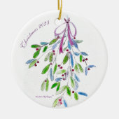 Weihnachts-Mistletoe mit Gedicht Keramik Ornament (Vorne)