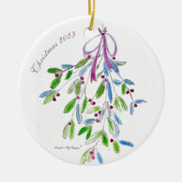 Weihnachts-Mistletoe mit Gedicht Keramik Ornament