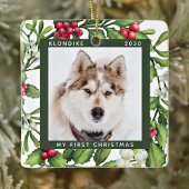 Weihnachts Mistletoe Personalisiert Hunde Hund Fot Keramikornament