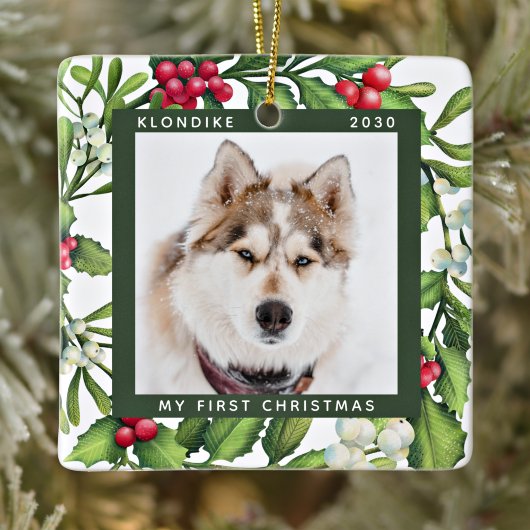 Weihnachts Mistletoe Personalisiert Hunde Hund Fot Keramikornament