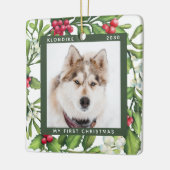 Weihnachts Mistletoe Personalisiert Hunde Hund Fot Keramikornament (Links)