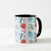 Weihnachts-Mistletoe und Geschenkmuster Tasse (VorderseiteRechts)