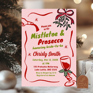 Weihnachts-Mistletoe und Prosecco-Brautparty Einladung