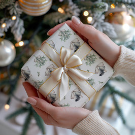 Weihnachts-Mistletoe und Silberglocken Geschenkpapier