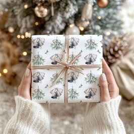 Weihnachts-Mistletoe und Silberglocken Geschenkpapier Set