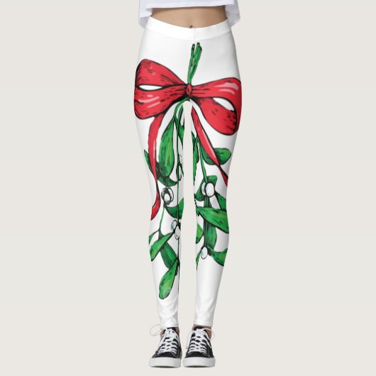 Weihnachts-Mistletowo unter dem Gürtel Funny Xmas Leggings (Vorderseite)